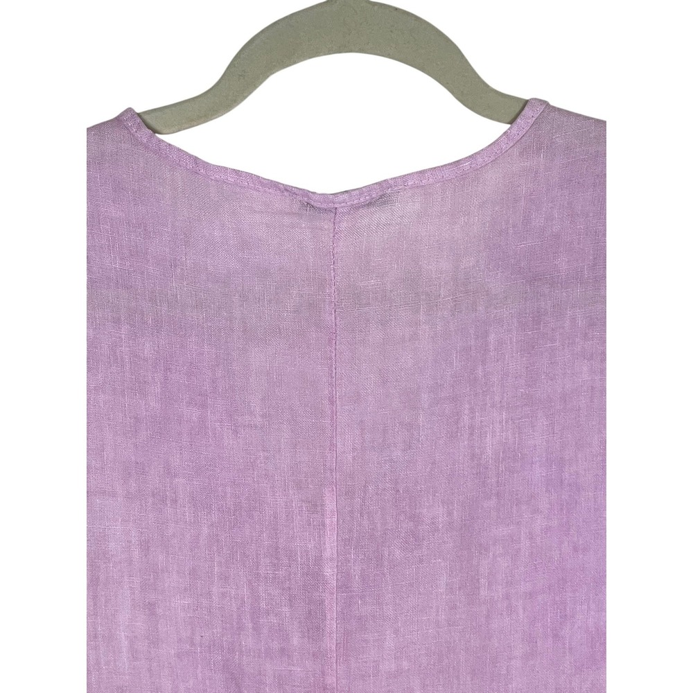 Francesca Bettini Small Lilac Pink Linen Midi Dress Made in Italy Ruffle Hem - Picture 10 of 16